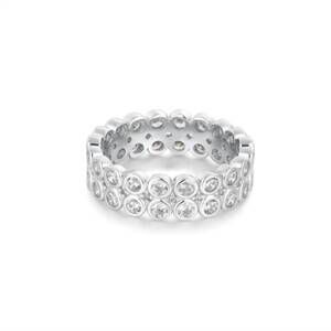 NEW ANIA HAIE women's double row bezel ring in silver